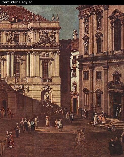 Bernardo Bellotto Ansicht von Wien, Platz vor der Universitat, von Sudost aus gesehen, mit der groben Aula der Universitat und Jesuitenkirche